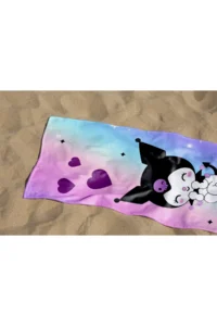 Erays Home Kuromi Patterned Digital Printed Beach Bath Towel Girl's Beach Towel Beach Towel - Image 3