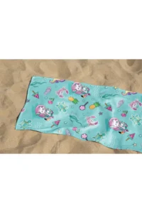 Erays Home Cute Animals Unicorn in the Sea Children's Pattern Printed Beach Towel Unisex Children's Beach Towel - Image 3