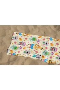 Erays Home Cute Animals on the Beach Children's Pattern Printed Beach Towel Unisex Children's Beach Towel - Image 2