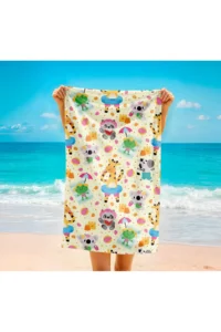 Erays Home Cute Animals on the Beach Children's Pattern Printed Beach Towel Unisex Children's Beach Towel - Image 4