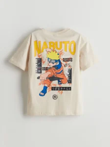 LCW Kids Beige Crew Neck Naruto Printed Boys' T-Shirt - Image 3