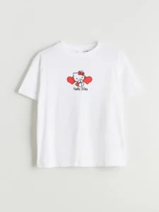 LCW Kids White Hello Kitty Printed Girls' T-Shirt - Image 4