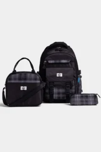 By Hakan My Polo 2086 Set of 3 Kids Primary School Secondary School Bag Backpack with Pen Holder Lunch Bag BLACK - Image 2