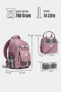 By Hakan My Polo 2086 Set of 3 Children Primary School Secondary School Backpack with Pen Holder Lunch Bag GÜLKUR - Image 7