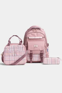 By Hakan My Polo 2086 Set of 3 Children Primary School Secondary School Bag Backpack with Pen Holder Lunchbox PINK - Image 2