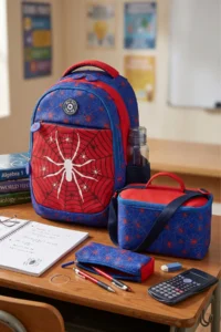 By Hakan My Polo 2075 Set of 3 Boys Primary School Bag with Pen Holder Lunch Bag Backpack RED