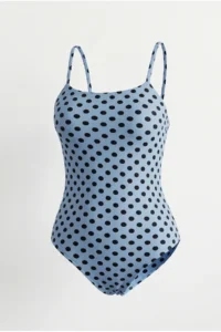 Olalook Women's Polka Dot Baby Blue Strappy Bodysuit with Six Snaps - Image 5