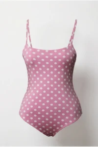 Olalook Women's Polka Dot Pink Strappy Bodysuit with Six Snaps - Image 5