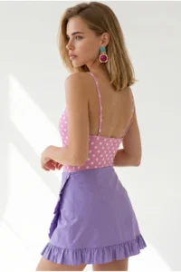 Olalook Women's Polka Dot Pink Strappy Bodysuit with Six Snaps - Image 6