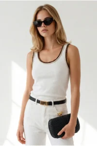 Olalook Women's White Garnished Corduroy Blouse - Image 4
