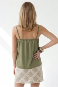 Olalook Women's Khaki Strap Adjustable Robe Lined Blouse - Image 6