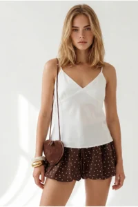 Olalook Women's White Strap Adjustable Robe Lined Blouse - Image 2