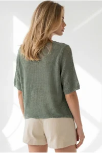 Olalook Women's Khaki Raglan Sleeve Mercerized Knitwear Blouse - Image 6