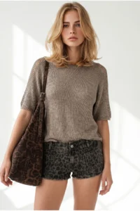 Olalook Women's Mink Raglan Sleeve Mercerized Knitwear Blouse - Image 2