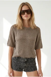 Olalook Women's Mink Raglan Sleeve Mercerized Knitwear Blouse - Image 4
