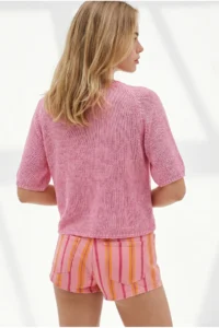 Olalook Women's Pink Raglan Sleeve Mercerized Knitwear Blouse - Image 3