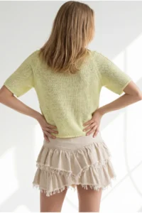 Olalook Women's Yellow Raglan Sleeve Mercerized Knitwear Blouse - Image 5