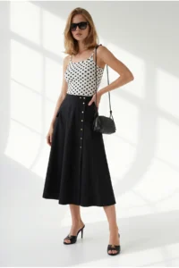 Olalook Women's Polka Dot White Strapped Basic Polyamide Athlete Blouse - Image 2