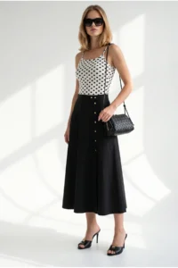 Olalook Women's Polka Dot White Strapped Basic Polyamide Athlete Blouse - Image 3