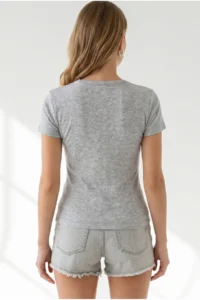 Olalook Women's Gray Embroidered Cotton Crop Camisole Blouse - Image 5