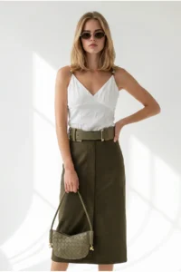 Olalook Women's White Strap Adjustable Bead Detailed Crop Blouse - Image 3