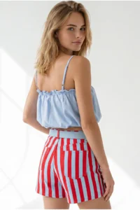 Olalook Women's Baby Blue Strappy Overalls and Loose Blouse - Image 6