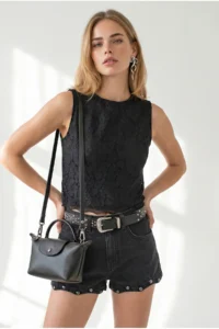 Olalook Women's Black Back Drop Lined Lace Blouse - Image 3