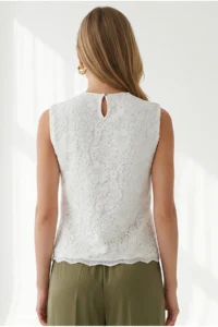 Olalook Women's White Back Drop Lined Lace Blouse - Image 5