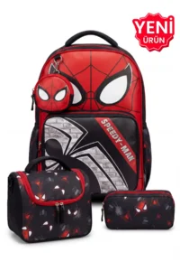 Çantaland Set of 4, Boy's Patterned Primary School School Bag + Lunch Box + Pencil Holder + Eraser Holder
