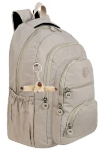 Çantaland 5 Compartment Luxury Crinkle Fabric High School and Middle School Backpack + Monkey Keychain Gift