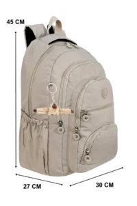 Çantaland 5 Compartment Luxury Crinkle Fabric High School and Middle School Backpack + Monkey Keychain Gift - Image 2