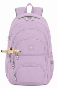 Çantaland Luxury and Multi-Pocketed Waterproof Crinkle School Bag, Crinkle Backpack with Monkey Keychain Gift - Image 2