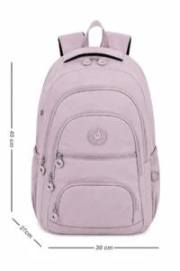 Çantaland Luxury and Multi-Pocketed Waterproof Crinkle School Bag, Crinkle Backpack with Monkey Keychain Gift - Image 5