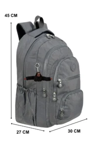 Çantaland 5 Compartment Luxury Crinkle Fabric High School and Middle School Backpack + Monkey Keychain Gift - Image 2