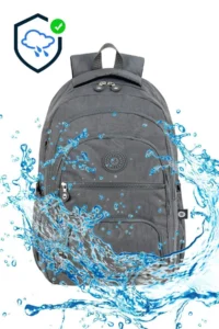 Çantaland 5 Compartment Luxury Crinkle Fabric High School and Middle School Backpack + Monkey Keychain Gift - Image 7