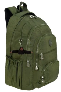Çantaland Luxury and Multi-Pocketed Waterproof Crinkle School Bag, Crinkle Backpack with Monkey Keychain Gift