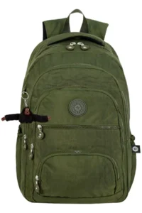 Çantaland Luxury and Multi-Pocketed Waterproof Crinkle School Bag, Crinkle Backpack with Monkey Keychain Gift - Image 2