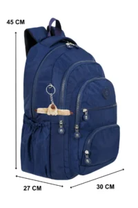 Çantaland 5 Compartment Luxury Crinkle Fabric High School and Middle School Backpack + Monkey Keychain Gift - Image 2