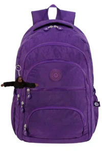 Çantaland Luxury and Multi-Pocketed Waterproof Crinkle School Bag, Crinkle Backpack with Monkey Keychain Gift - Image 2