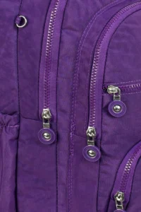 Çantaland Luxury and Multi-Pocketed Waterproof Crinkle School Bag, Crinkle Backpack with Monkey Keychain Gift - Image 4