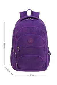 Çantaland Luxury and Multi-Pocketed Waterproof Crinkle School Bag, Crinkle Backpack with Monkey Keychain Gift - Image 6