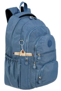 Çantaland Luxury Crinkle Fabric High School and Secondary School Backpack, Crinkle School Bag, Monkey Keychain Gift