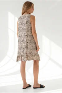 Olalook Women's Stone V-Neck Skirt Frilly Knitted Viscose Dress - Image 6