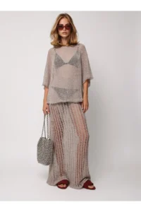Olalook Women's Stone Metallic Textured Openwork Beach Skirt - Image 4