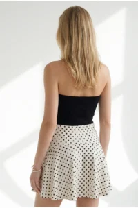 Olalook Women's Mini Polka Dot Flared Skirt with White Shorts - Image 5