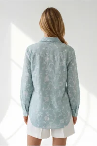Olalook Women's Green Floral Scallop Detailed Shirt - Image 6