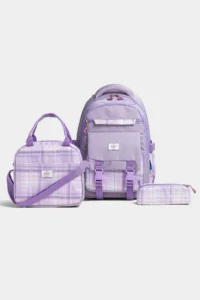 By Hakan My Polo Shirt 20100 Set of 3 Children's Primary School Secondary School Bag Backpack with Pen Holder Lunchbox Lilac - Image 2