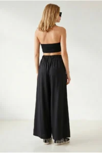 Olalook Women's Black Pocket Skirt Look Modal Trousers - Image 5