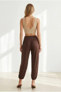 Olalook Women's Brown Thick Waist Banded Modal Viscose Shalwar Trousers - Image 6
