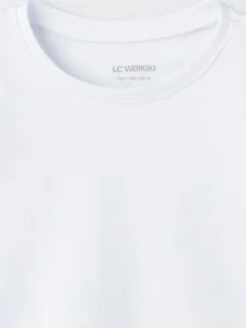 LCW Kids White Crew Neck Basic Long Sleeve Girls' T-Shirt - Image 5